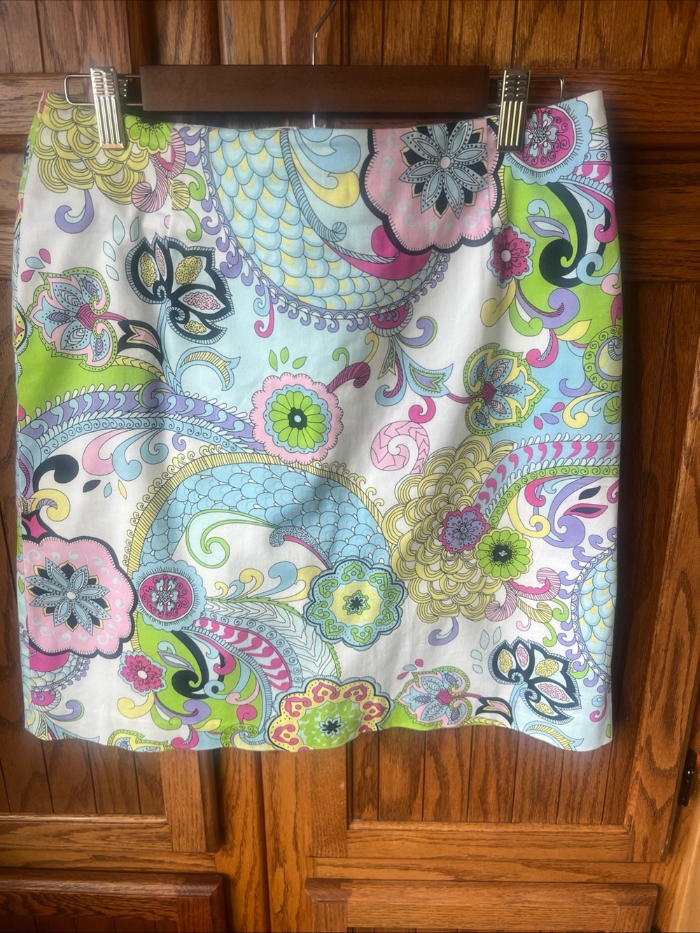 Melly M White Mini Skirt with Multicolor Paisley Print